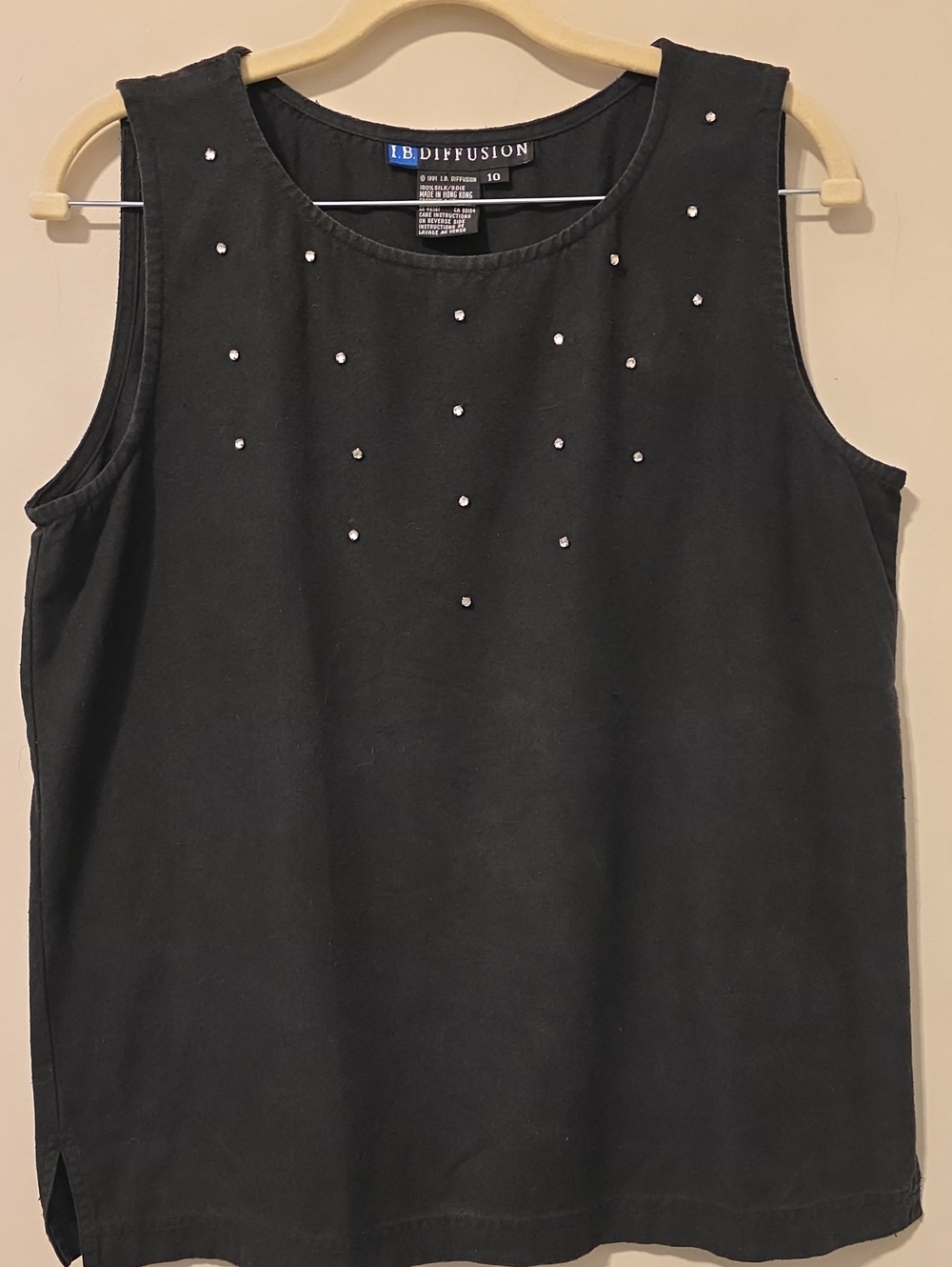 Vintage 1991 Silk Rhinestone Tank Top